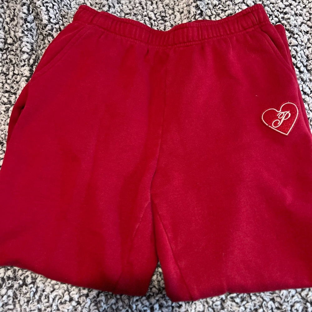 PINK Victoria's Secret Red Sweatpants with Heart Logo